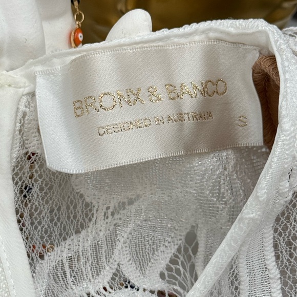 🆕 BRONX & BANCO 🧿 NWOT Casey White Lace Long Sleeve Mini Dress, Sz S / US 4 - Picture 13 of 16